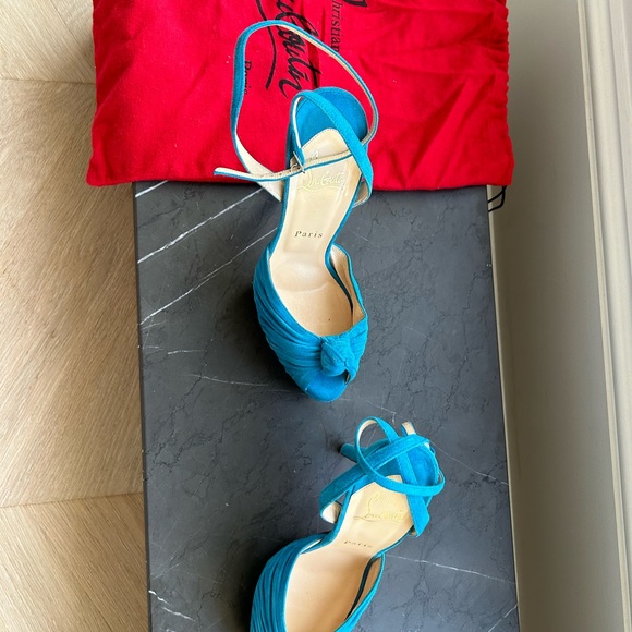 Christian Louboutin Blue Suede Greissimo platform sandals - Picture 10 of 15